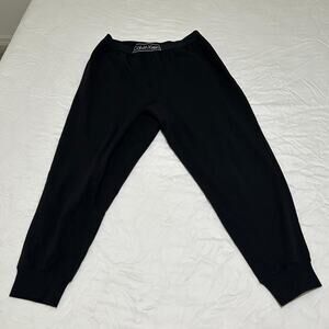 Calvin Klein Performance Womens Eco Fleece Cuffed Pants Logo Stripe Large Black